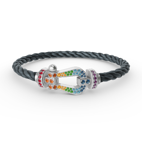 [⭐Veyra]FORC LARGE HORSESHOE  COLORED DIAMOND BRACELET SILVER