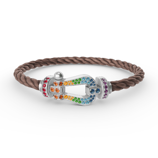 [⭐Veyra]FORC LARGE HORSESHOE  COLORED DIAMOND BRACELET SILVER