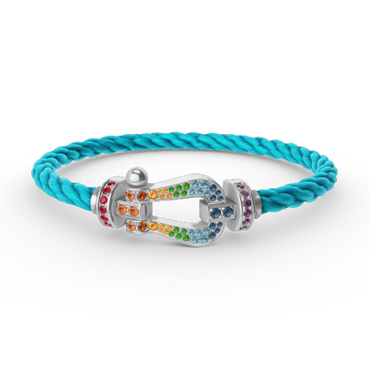 [⭐Veyra]FORC LARGE HORSESHOE  COLORED DIAMOND BRACELET SILVER