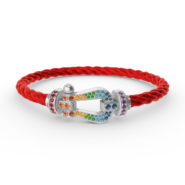 [⭐Veyra]FORC LARGE HORSESHOE  COLORED DIAMOND BRACELET SILVER