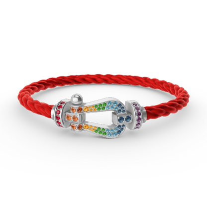 [⭐Veyra]FORC LARGE HORSESHOE  COLORED DIAMOND BRACELET SILVER