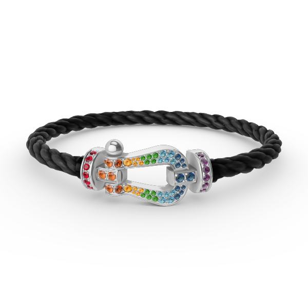[⭐Veyra]FORC LARGE HORSESHOE  COLORED DIAMOND BRACELET SILVER