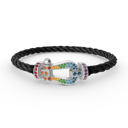[⭐Veyra]FORC LARGE HORSESHOE  COLORED DIAMOND BRACELET SILVER