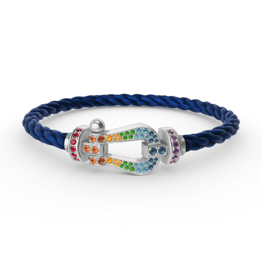 [⭐Veyra]FORC LARGE HORSESHOE  COLORED DIAMOND BRACELET SILVER