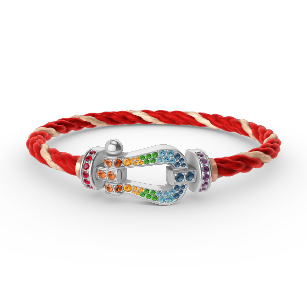 [⭐Veyra]FORC LARGE HORSESHOE  COLORED DIAMOND BRACELET SILVER