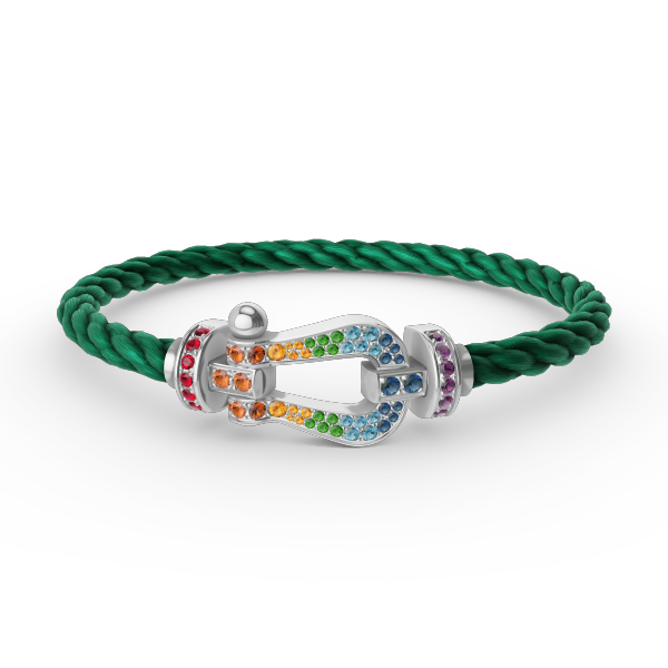 [⭐Veyra]FORC LARGE HORSESHOE  COLORED DIAMOND BRACELET SILVER