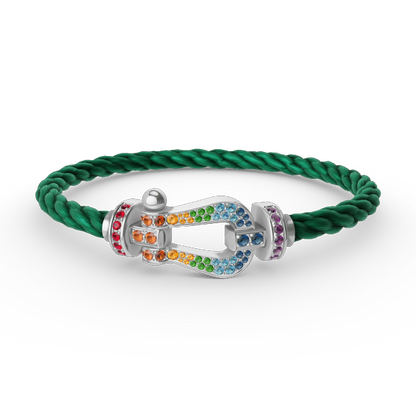 [⭐Veyra]FORC LARGE HORSESHOE  COLORED DIAMOND BRACELET SILVER
