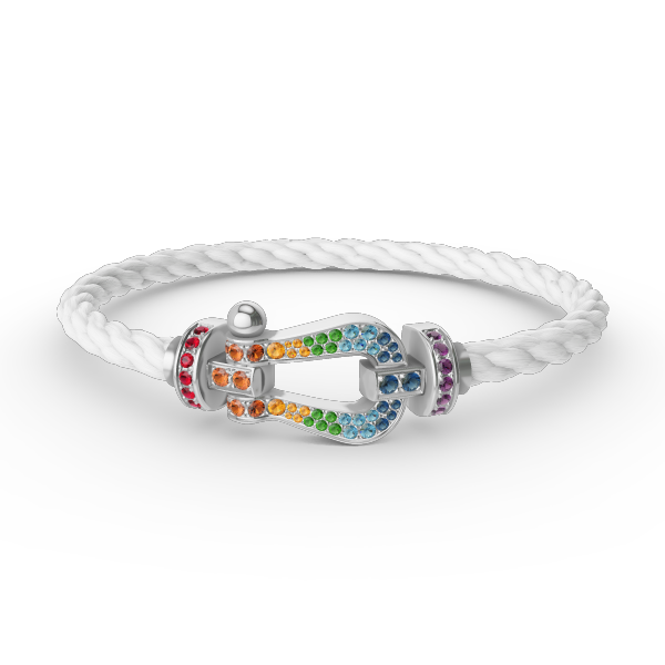[⭐Veyra]FORC LARGE HORSESHOE  COLORED DIAMOND BRACELET SILVER