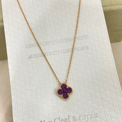 [⭐Veyra]NEW 15MM PURPLE SAND-GOLD FOUR-LEAF CLOVER NECKLACE