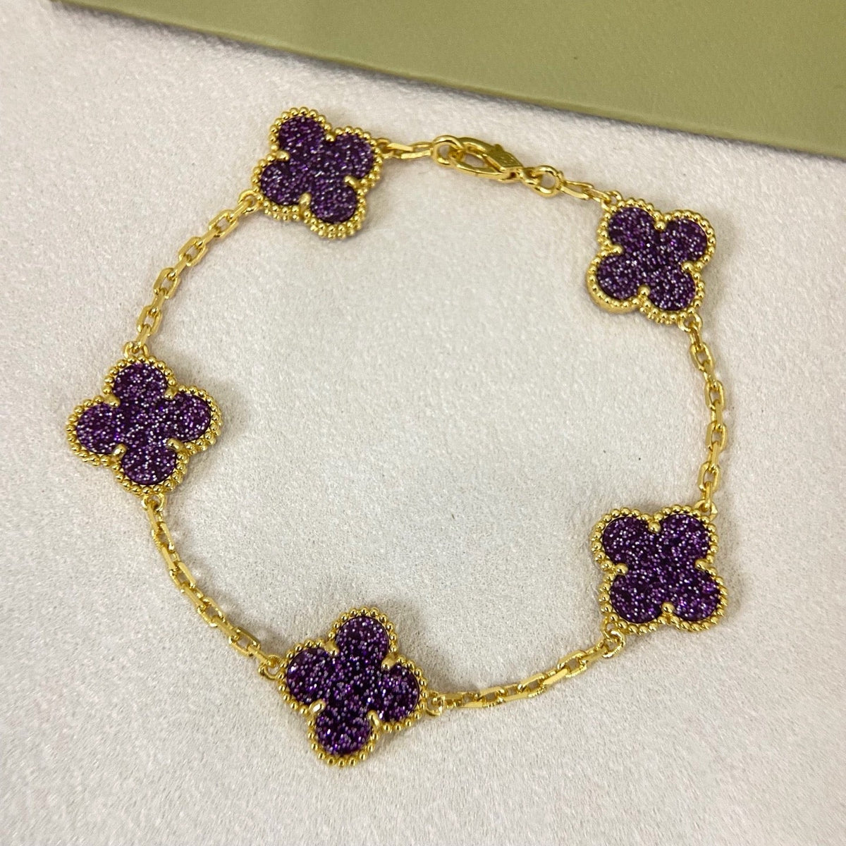 [⭐Veyra]NEW PURPLE SAND-GOLD FOUR-LEAF CLOVER 5-FLOWER BRACELET