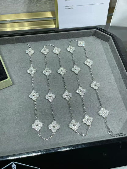 [⭐Veyra]CLOVER 20 MOTIFS FULL-DIAMOND NECKLACE