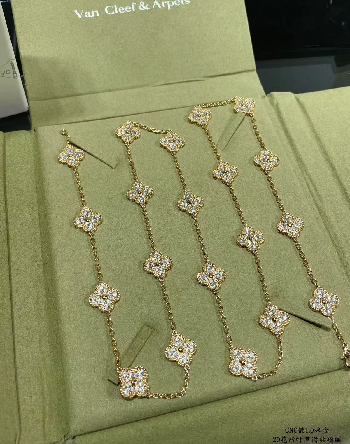[⭐Veyra]CLOVER 20 MOTIFS FULL-DIAMOND NECKLACE