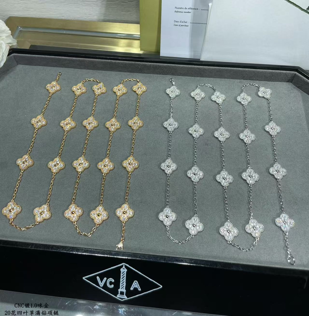 [⭐Veyra]CLOVER 20 MOTIFS FULL-DIAMOND NECKLACE