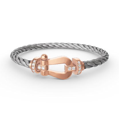 [⭐Veyra]FORCE LARGE HORSESHOE HALF DIAMOND BRACELET ROSE GOLD