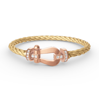 [⭐Veyra]FORCE LARGE HORSESHOE HALF DIAMOND BRACELET ROSE GOLD