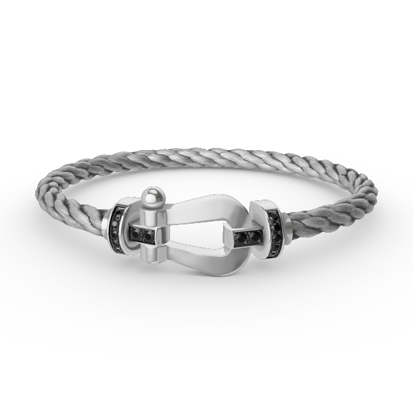 [⭐Veyra]FORCE LARGE HORSESHOE BLACK DIAMOND BRACELET SILVER
