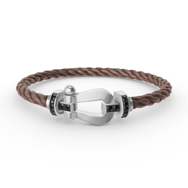 [⭐Veyra]FORCE LARGE HORSESHOE BLACK DIAMOND BRACELET SILVER