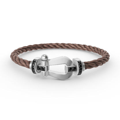 [⭐Veyra]FORCE LARGE HORSESHOE BLACK DIAMOND BRACELET SILVER