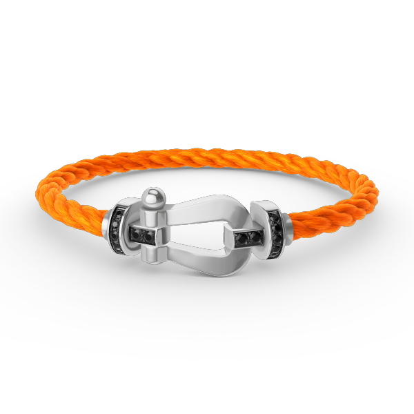 [⭐Veyra]FORCE LARGE HORSESHOE BLACK DIAMOND BRACELET SILVER