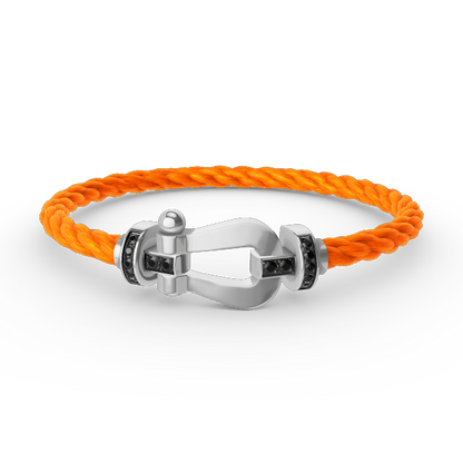 [⭐Veyra]FORCE LARGE HORSESHOE BLACK DIAMOND BRACELET SILVER