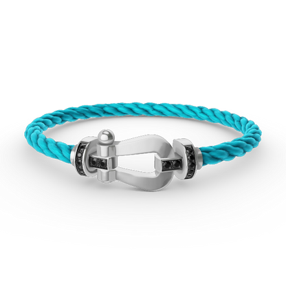 [⭐Veyra]FORCE LARGE HORSESHOE BLACK DIAMOND BRACELET SILVER