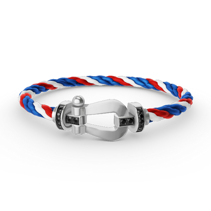 [⭐Veyra]FORCE LARGE HORSESHOE BLACK DIAMOND BRACELET SILVER