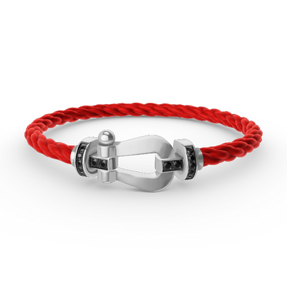 [⭐Veyra]FORCE LARGE HORSESHOE BLACK DIAMOND BRACELET SILVER
