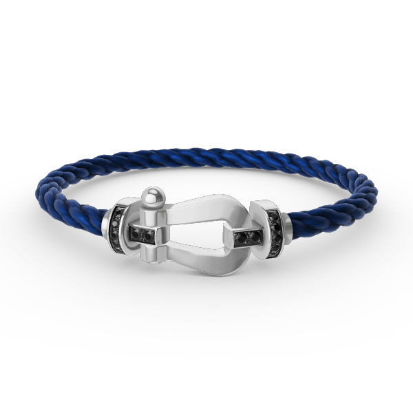 [⭐Veyra]FORCE LARGE HORSESHOE BLACK DIAMOND BRACELET SILVER