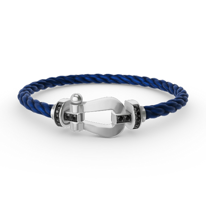 [⭐Veyra]FORCE LARGE HORSESHOE BLACK DIAMOND BRACELET SILVER