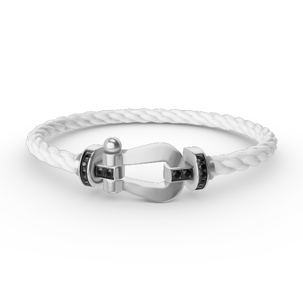 [⭐Veyra]FORCE LARGE HORSESHOE BLACK DIAMOND BRACELET SILVER