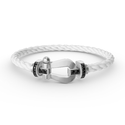 [⭐Veyra]FORCE LARGE HORSESHOE BLACK DIAMOND BRACELET SILVER