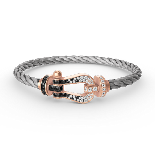 [⭐Veyra]FORCE LARGE HORSESHOE BLACK WHITE DIAMOND BRACELET ROSE GOLD
