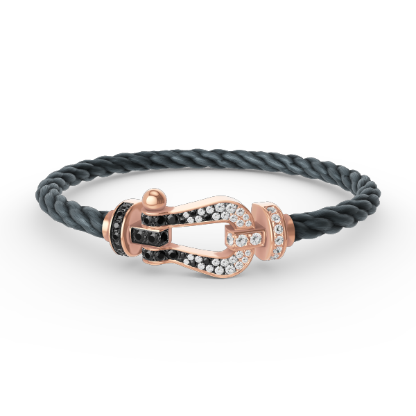 [⭐Veyra]FORCE LARGE HORSESHOE BLACK WHITE DIAMOND BRACELET ROSE GOLD
