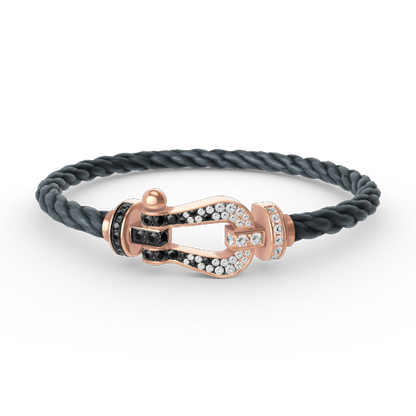 [⭐Veyra]FORCE LARGE HORSESHOE BLACK WHITE DIAMOND BRACELET ROSE GOLD