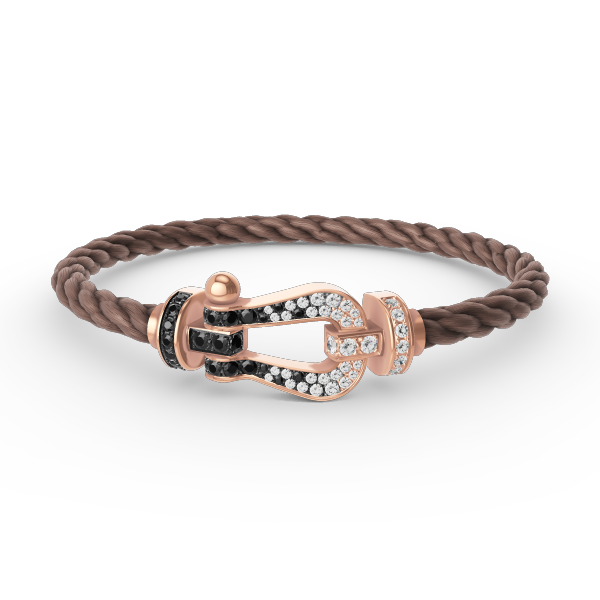 [⭐Veyra]FORCE LARGE HORSESHOE BLACK WHITE DIAMOND BRACELET ROSE GOLD