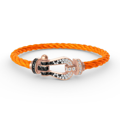 [⭐Veyra]FORCE LARGE HORSESHOE BLACK WHITE DIAMOND BRACELET ROSE GOLD