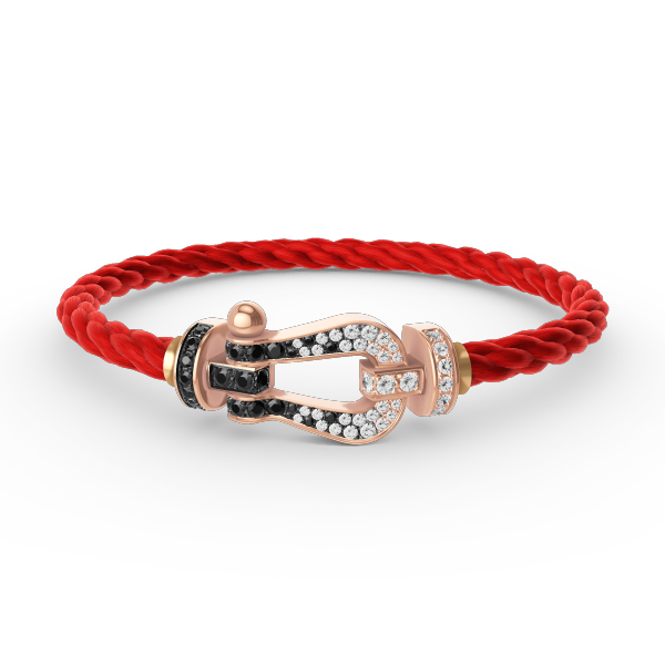 [⭐Veyra]FORCE LARGE HORSESHOE BLACK WHITE DIAMOND BRACELET ROSE GOLD