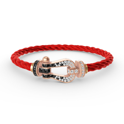 [⭐Veyra]FORCE LARGE HORSESHOE BLACK WHITE DIAMOND BRACELET ROSE GOLD