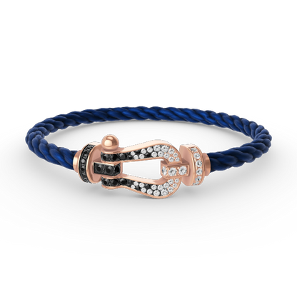 [⭐Veyra]FORCE LARGE HORSESHOE BLACK WHITE DIAMOND BRACELET ROSE GOLD