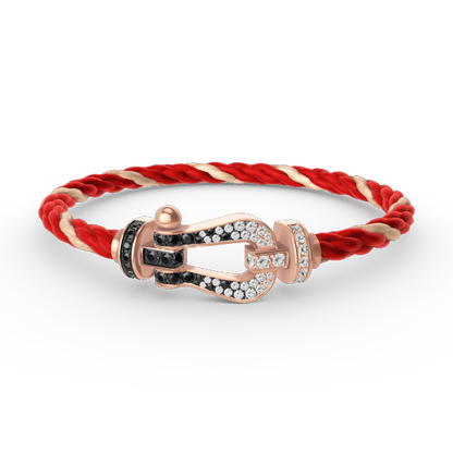 [⭐Veyra]FORCE LARGE HORSESHOE BLACK WHITE DIAMOND BRACELET ROSE GOLD