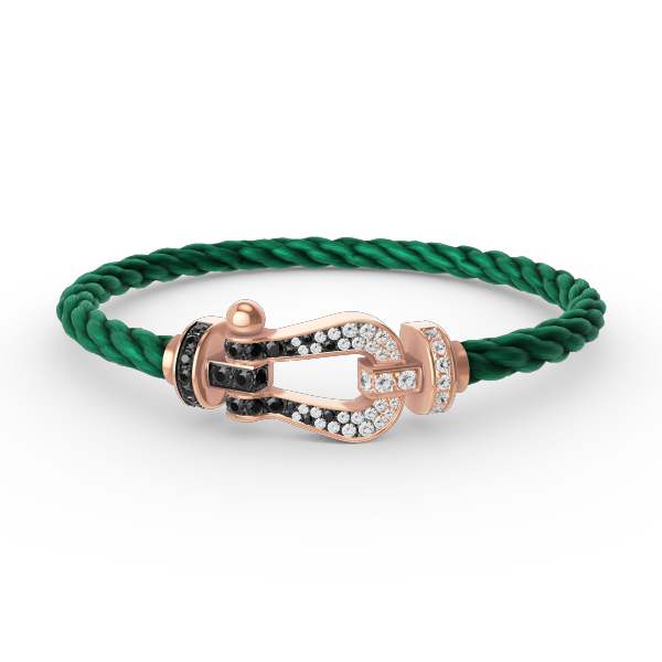 [⭐Veyra]FORCE LARGE HORSESHOE BLACK WHITE DIAMOND BRACELET ROSE GOLD