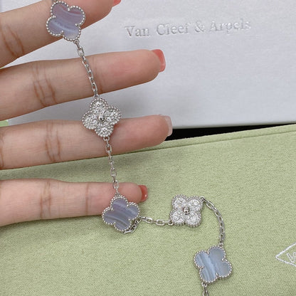 [⭐Veyra] CLOVER 5 MOTIF PURPLE CHALCEDONY BRACELET COLLECTION