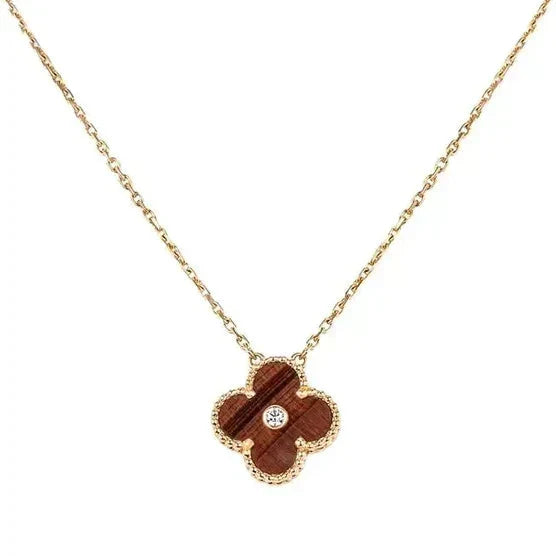 [⭐Veyra]CLOVER 15MM DIAMOND AND YELLOW TIGER'S EYE AGATE necklace