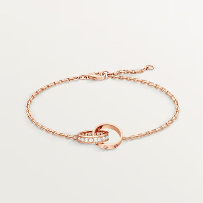 [⭐Veyra]LOVE DOUBLE RING HALF DIAMOND BRACELET