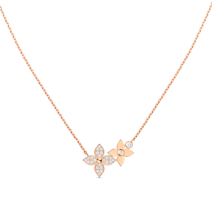 [⭐Veyra]STAR BLOSSOM NECKLACE PINK GOLD DIAMONDS