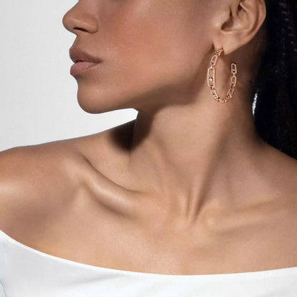 [[⭐Veyra]Move Link Diamond Hoop Earrings