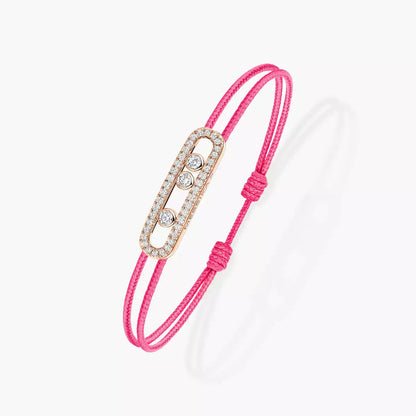 [⭐Veyra]Messika Care(s) pink cord pavé bracelet