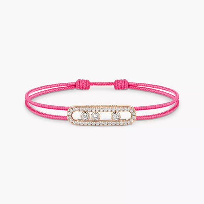 [⭐Veyra]Messika Care(s) pink cord pavé bracelet