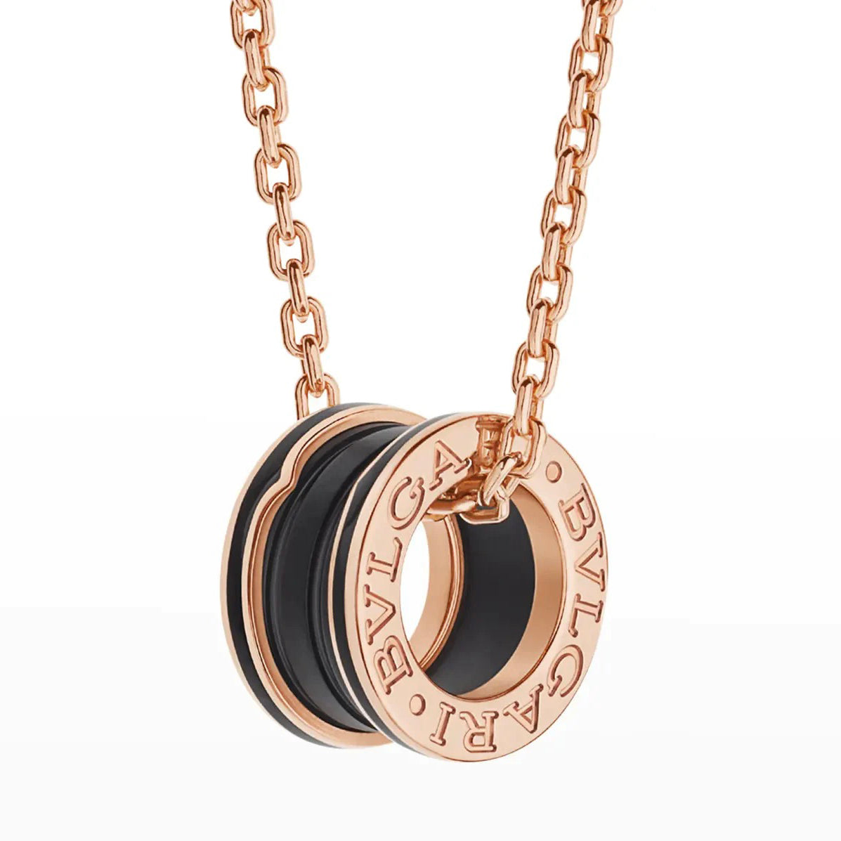 [⭐Veyra]ZERO 1 BLACK CERAMIC PINK GOLD NECKLACE