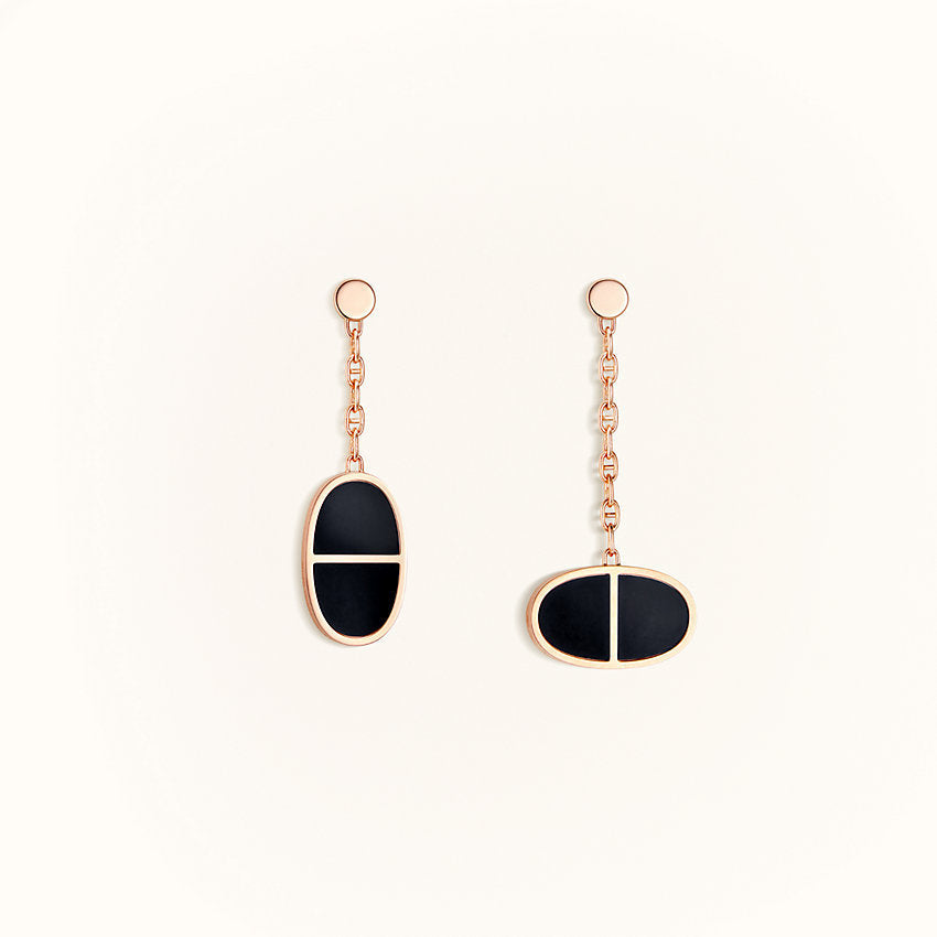 [⭐Veyra]CHAINE VERSO BLACK CERAMIC EARRINGS